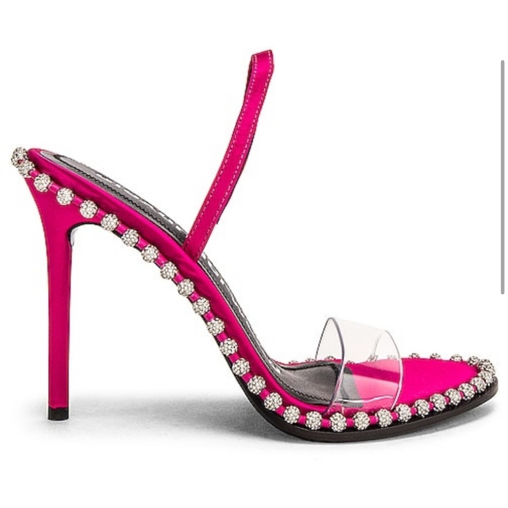 Alexander wang clutch satin hot pink bag and NOVA Crystal Sandals